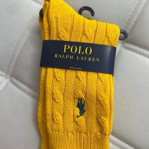 Ralph Lauren Polo Yellow Cable Knit Socks